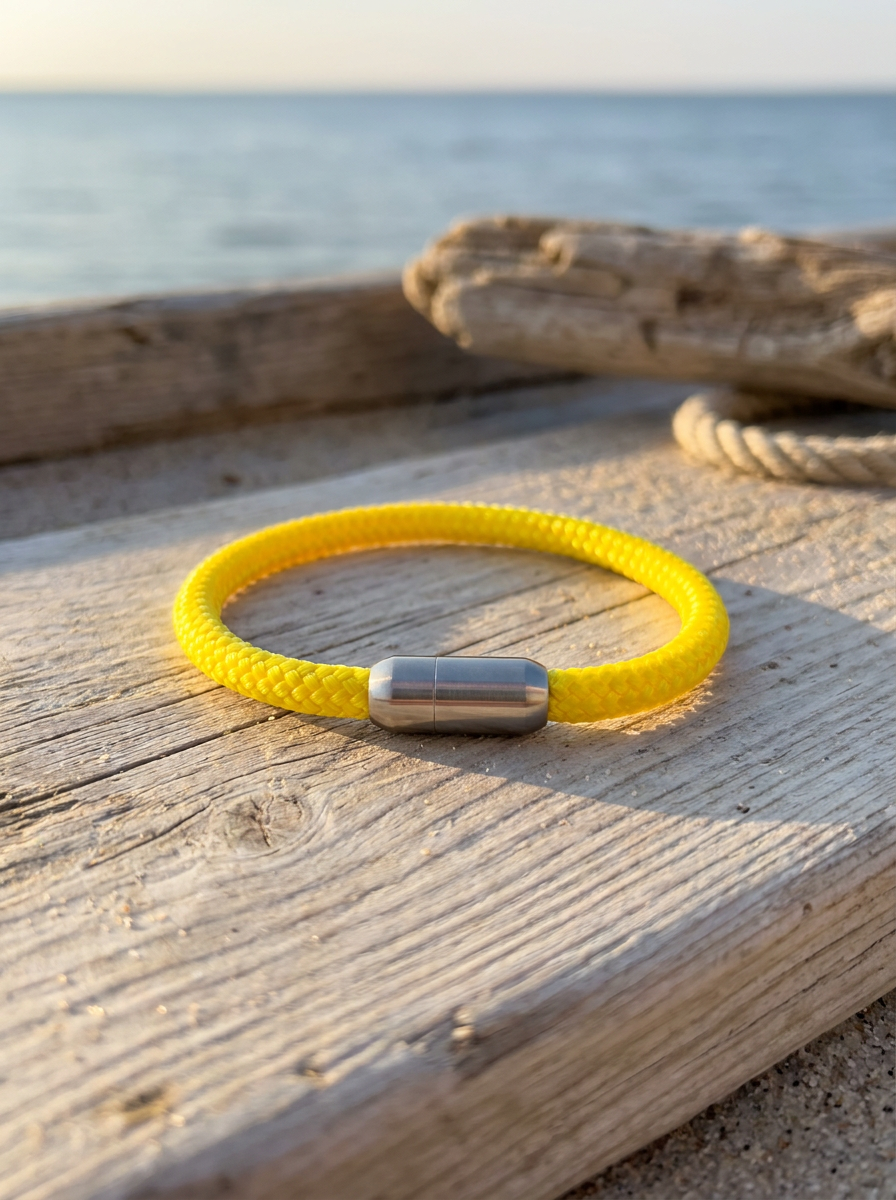 Meerbegleiter Küstenring Sonnendeck auf Holz am Wasser